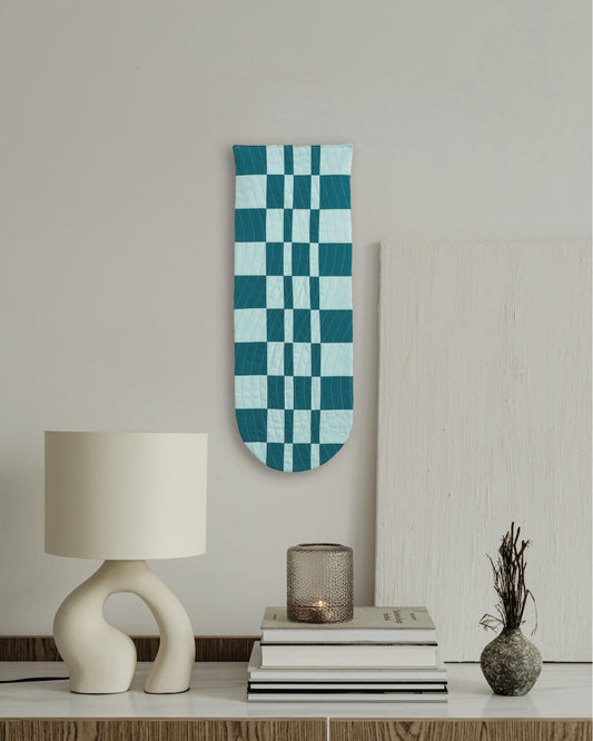 Check Wall Quilt Teal 1